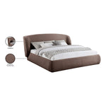 Sandro Chenille Fabric Upholstered King Bed in Brown