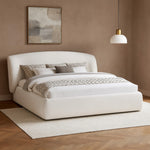 Sandro Chenille Fabric Upholstered King Bed in Cream