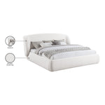 Sandro Chenille Fabric Upholstered King Bed in Cream