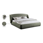 Sandro Chenille Fabric Upholstered King Bed in Green