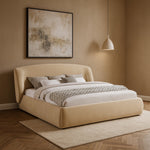Sandro Chenille Fabric Upholstered Queen Bed in Beige