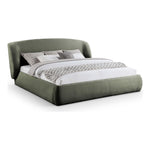 Sandro Chenille Fabric Upholstered Queen Bed in Green