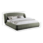 Sandro Chenille Fabric Upholstered Queen Bed in Green
