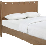 Santos Vegan Leather Headboard And Wood King Bed in Brown