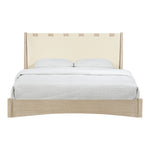 Santos Vegan Leather Headboard And Wood King Bed in Cream