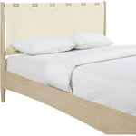 Santos Vegan Leather Headboard And Wood King Bed in Cream