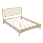 Santos Vegan Leather Headboard And Wood King Bed in Cream