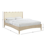 Santos Vegan Leather Headboard And Wood King Bed in Cream