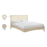 Santos Vegan Leather Headboard And Wood King Bed in Cream