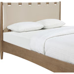 Santos Vegan Leather Headboard And Wood King Bed in Beige