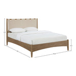 Santos Vegan Leather Headboard And Wood King Bed in Beige