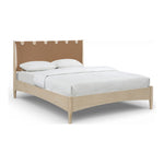 Santos Vegan Leather Headboard And Wood Queen Bed in Brown