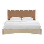 Santos Vegan Leather Headboard And Wood Queen Bed in Brown