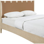 Santos Vegan Leather Headboard And Wood Queen Bed in Brown