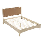 Santos Vegan Leather Headboard And Wood Queen Bed in Brown