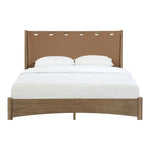 Santos Vegan Leather Headboard And Wood Queen Bed in Brown