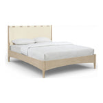 Santos Vegan Leather Headboard And Wood Queen Bed in Cream