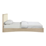 Santos Vegan Leather Headboard And Wood Queen Bed in Cream