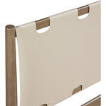 Santos Vegan Leather Headboard And Wood Queen Bed in Beige