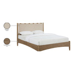 Santos Vegan Leather Headboard And Wood Queen Bed in Beige