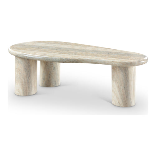 Sassari Travertine Finish Concrete Indoor / Outdoor Coffee Table in Natural