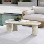 Sassari Travertine Finish Concrete Indoor / Outdoor Coffee Table in Natural