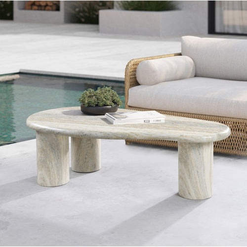 Sassari Travertine Finish Concrete Indoor / Outdoor Coffee Table in Natural