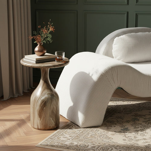 Savona Concrete Indoor/Outdoor End Table in Beige