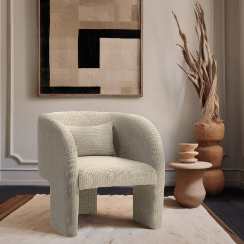 Sawyer Weaved Fabric Upholstered Accent Chair in Beige