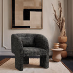 Sawyer Weaved Fabric Upholstered Accent Chair in Black