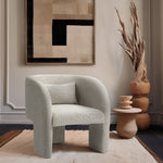 Sawyer Weaved Fabric Upholstered Accent Chair in Cream