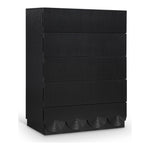 Scallop Oak Veneer Chest in Black
