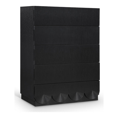 Scallop Oak Veneer Chest in Black