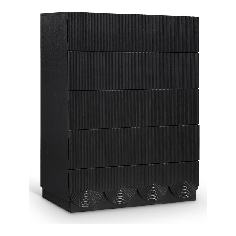 Scallop Oak Veneer Chest in Black