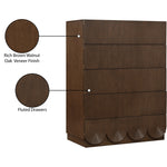 Scallop Oak Veneer Chest in Brown