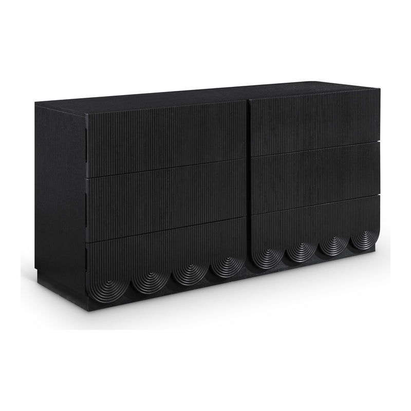 Scallop Oak Veneer Dresser in Black
