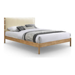 Asher Vegan Leather Upholstered King Bed (3 Boxes) in Cream