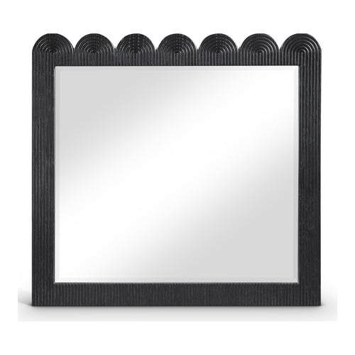 Scallop Oak Veneer Mirror in Black