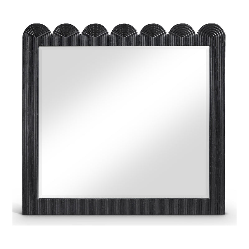 Scallop Oak Veneer Mirror in Black