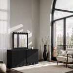 Scallop Oak Veneer Mirror in Black