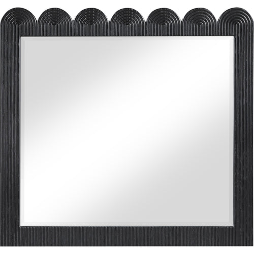 Scallop Oak Veneer Mirror in Black