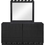 Scallop Oak Veneer Mirror in Black