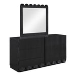 Scallop Oak Veneer Mirror in Black