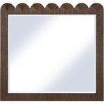 Scallop Oak Veneer Mirror in Brown