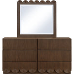 Scallop Oak Veneer Mirror in Brown