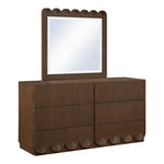 Scallop Oak Veneer Mirror in Brown
