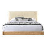 Asher Vegan Leather Upholstered King Bed (3 Boxes) in Cream