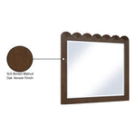 Scallop Oak Veneer Mirror in Brown