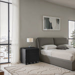Scallop Oak Veneer Nightstand in Black
