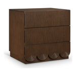 Scallop Oak Veneer Nightstand in Brown